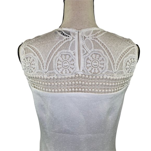 ENGLISH FACTORY WHITE LACE SLEEVELESS A LINE MINI DRESS MEDIUM - Picture 10 of 13
